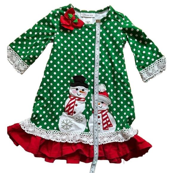 VTG Bonnie Jean Little Girls Ruffle Holiday Dress Sz 4T Toddler Snowman Winter - Picture 4 of 6